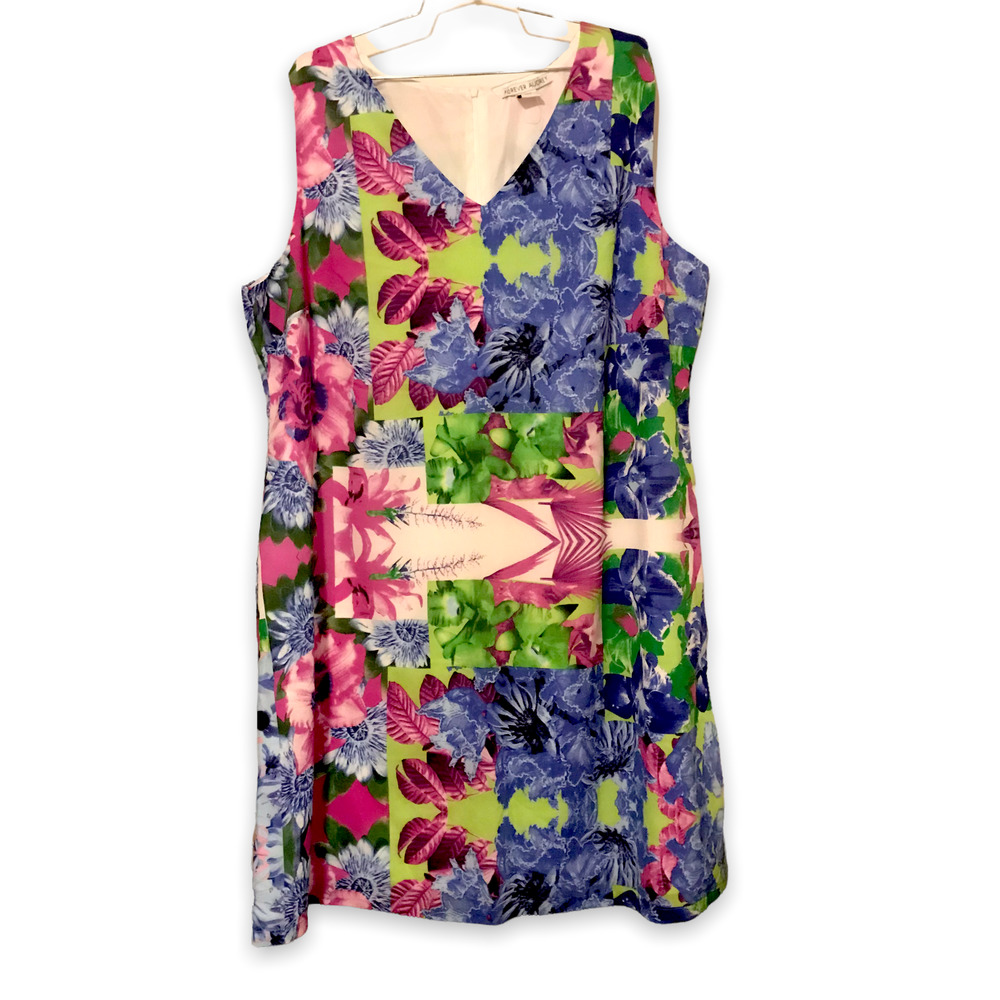 Forever Audrey Flower Patch Print Lined Shift Dress Plus Sizes NWOT